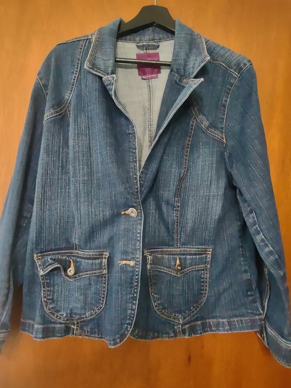 Gloria Vanderbilt Plus Size women Dark Washed Stretch Denim button up Jacket 1x
